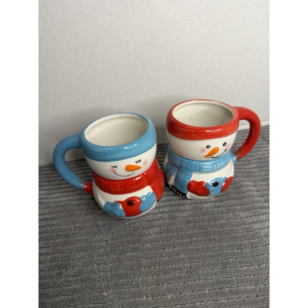 Pair Bay Island Mr. Mrs. Ceramic Snowman Mug Cup Holiday Christmas